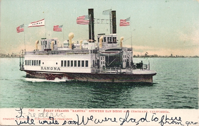 Antique San Francisco to Oakland California Postcard of Ferry Steamer Ship Santa Clara 13467c