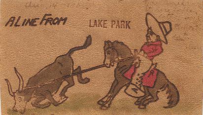 ANTIQUE W.S. HEAL LEATHER POSTCARD VALENTINE? 1900'S - ARTIST SIGNED