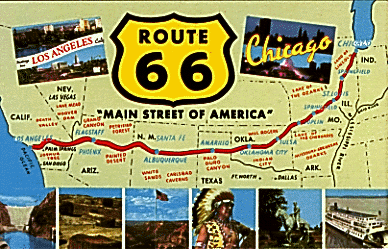 Postcard: Route 66, Main Street of America. "