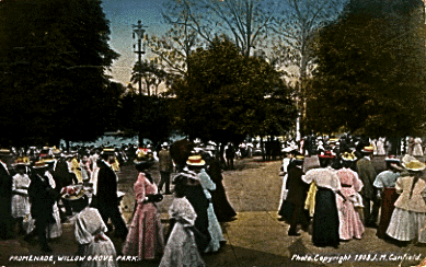 Walkers strolling through Willow Grove Park, PA