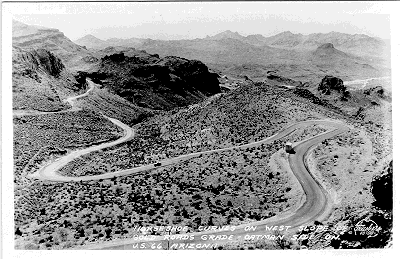 Vintage postcard of Route 66 east of Gold Road, Arizona